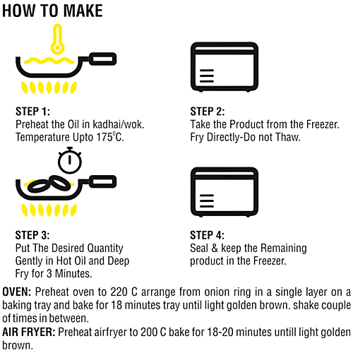 Chillfill Onion Ring, 250 g  No Added Preservatives, Cook Without Thawing, Ready in 3 Minutes, Store in Freezer, Fry or Bake