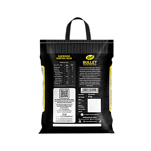 Parry's Bullet Kolam Raw Rice, 5 kg Source Of Protein, High Quality Grains, Free Of Impurities