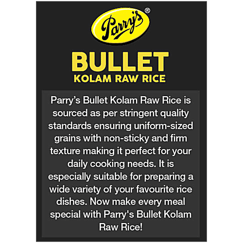 Parry's Bullet Kolam Raw Rice, 5 kg Source Of Protein, High Quality Grains, Free Of Impurities