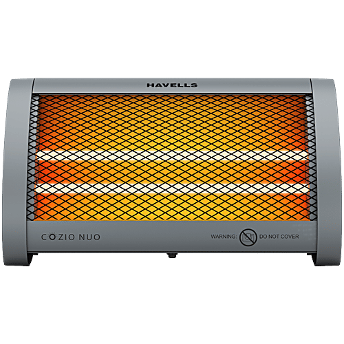 Havells Cozio Nuo 800W Room Heater With Dual Quartz Heating Rods, 1 Unit Silent Operation, Tip Over Protection, Anti Rust Reflector