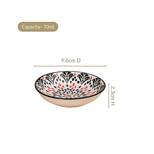 Nestasia Floral Mandala Small Ceramic Dip Bowls - Multicolour, 70 ml (Set of 8) 