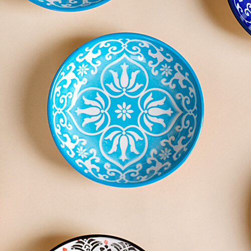 Nestasia Floral Mandala Small Ceramic Dip Bowls - Multicolour, 70 ml (Set of 8) 