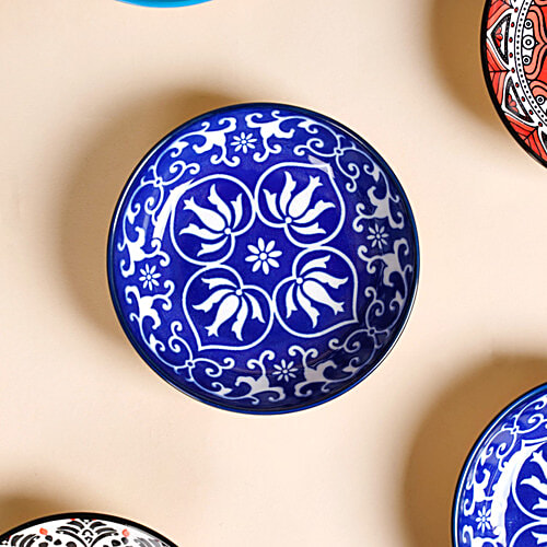 Nestasia Floral Mandala Small Ceramic Dip Bowls - Multicolour, 70 ml (Set of 8) 