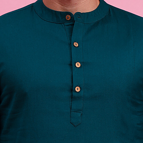 Eternal Cotton Linen Cross Cut Green Kurta, 1 pc (Size - M)