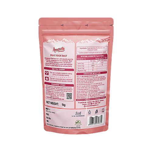 Annapurna Food Pink Rock Salt, Sendha Namak, 1 kg  Distinct Flavour, With Naturally Occurring Minerals