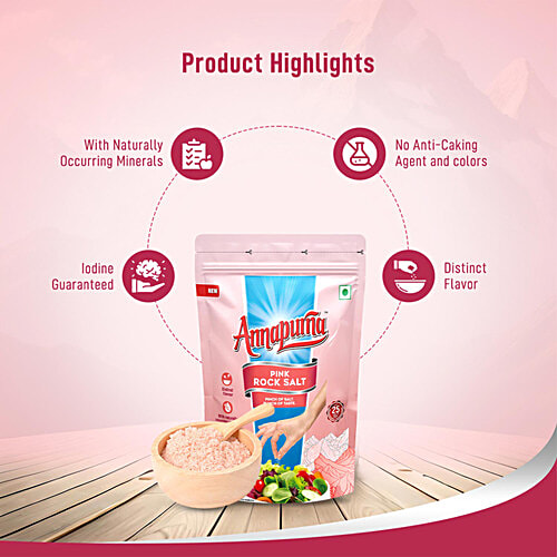 Annapurna Food Pink Rock Salt, Sendha Namak, 1 kg  Distinct Flavour, With Naturally Occurring Minerals