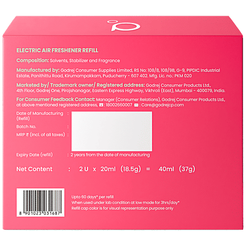 Godrej Aer Rose Blossom Air Freshener Refills, 20 ml (Pack of 2) With Essential Oils