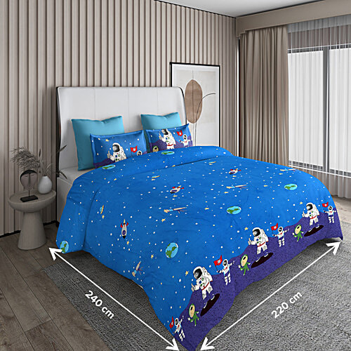 Dream Living Kids Double Bedsheet With 2 Pillow Covers Space Themed 140 GSM, 1 Set  