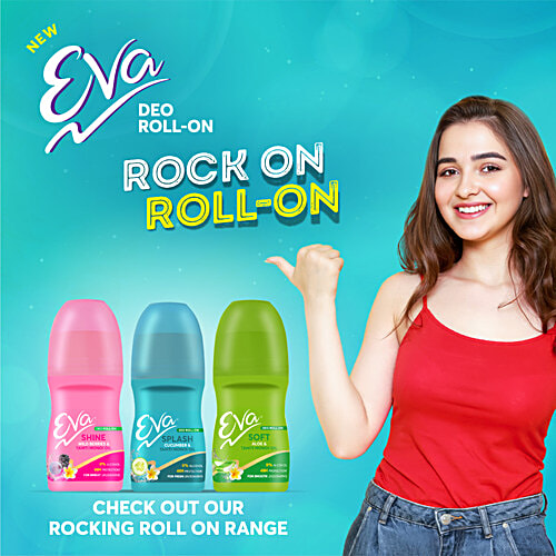Eva Deo Roll On - Shine, Soft, & Splash, 25 ml (Pack of 3) 0% Alcohol, 48H protection, For Fresh & Bright Underarms