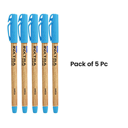 Doms Inxtra Fine Ball Pens - Blue Ink, 5 pcs