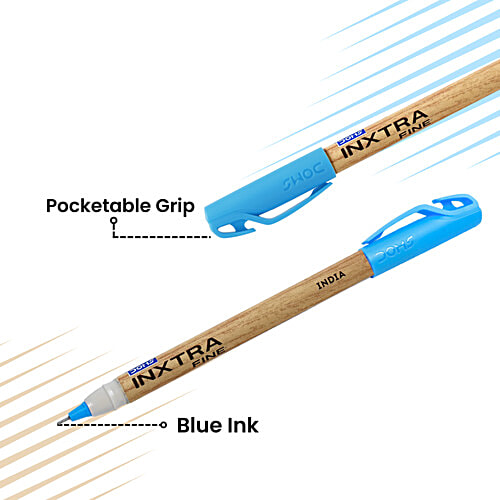 Doms Inxtra Fine Ball Pens - Blue Ink, 5 pcs