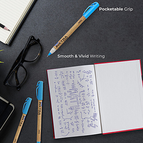 Doms Inxtra Fine Ball Pens - Blue Ink, 5 pcs