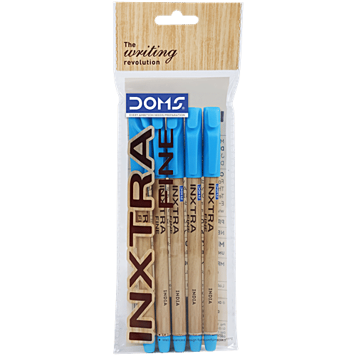 Doms Inxtra Fine Ball Pens - Blue Ink, 5 pcs