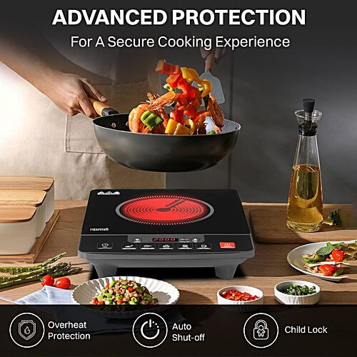 Croma 1600W Induction Cooktop With 5 Preset Menus, 1 Unit