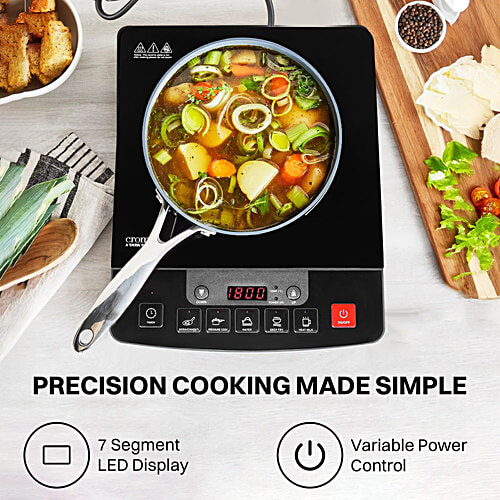 Croma 1600W Induction Cooktop With 5 Preset Menus, 1 Unit