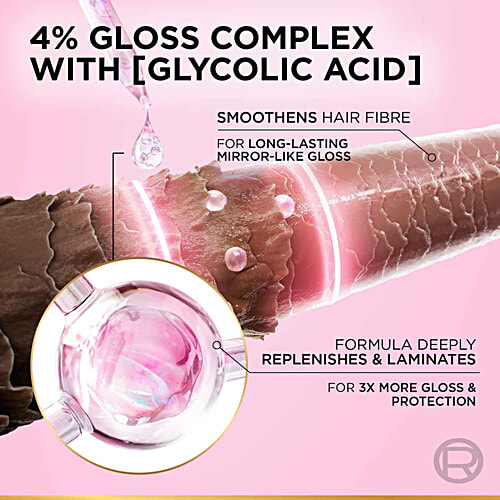 Loreal Paris Glycolic Gloss Shine Sealing Conditioner, 340 ml Laminates Cuticles & Seals Gloss, 3X More Gloss, 4% Glycolic Acid Complex