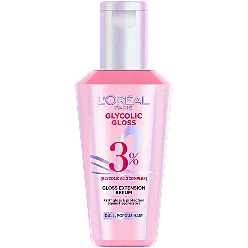 Loreal Paris Glycolic Gloss Extension Serum, 80 ml 3% Glycolic Acid Complex, 72H Gloss & Protection Against Aggressors