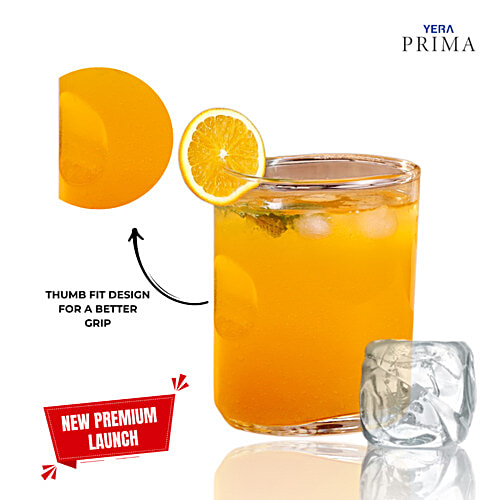 Yera Prima Austin Zest Glass Tumbler, 245 ml (Set of 6) Transparent