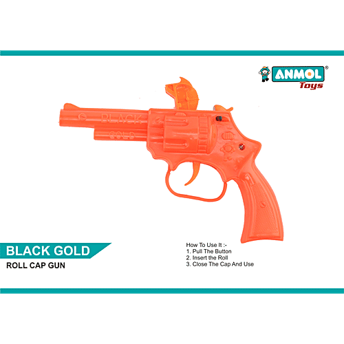 Anmol Toys Black Gold Roll Cap Toy Gun For Kids, 1 pc