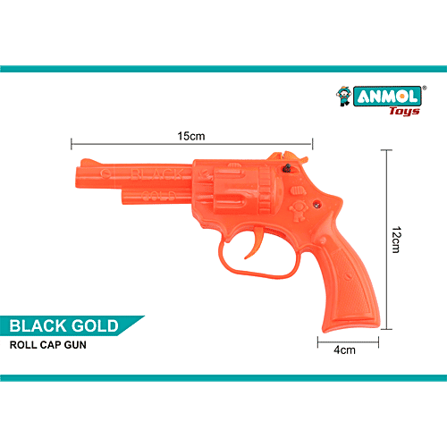 Anmol Toys Black Gold Roll Cap Toy Gun For Kids, 1 pc