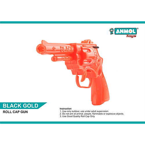 Anmol Toys Black Gold Roll Cap Toy Gun For Kids, 1 pc