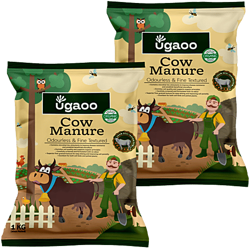 Ugaoo Odourless & Fine Textured Cow Manure, 1 kg (Pack of 2) 