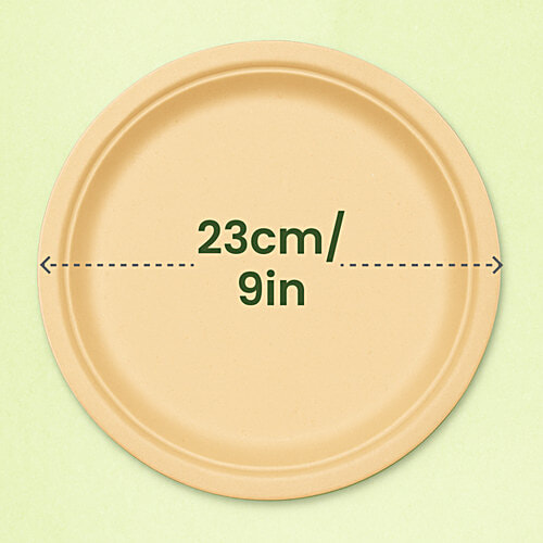 Origami Biodegradable & Compostable Round Pulp Plates - 23 cm, 25 pcs  