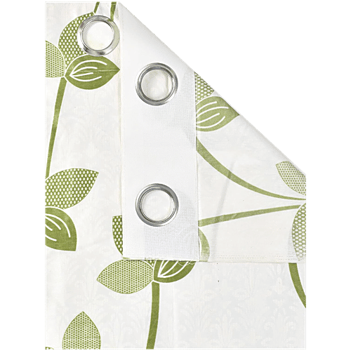 JBG Home Store Leaf Printed Polyester Curtains For Long Door - 120 x 275 cm, Green, 2 pcs  
