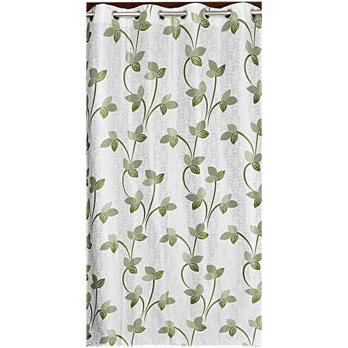 JBG Home Store Leaf Printed Polyester Curtains For Long Door - 120 x 275 cm, Green, 2 pcs  