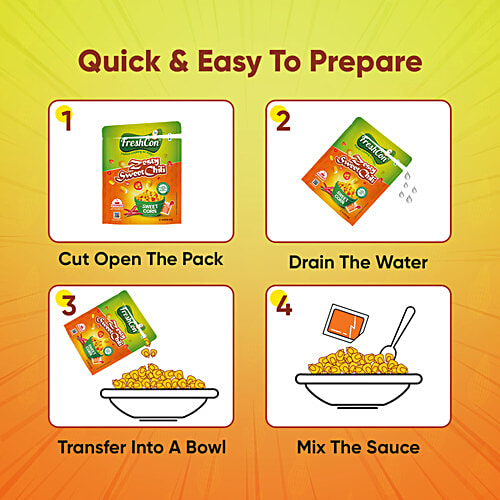 Freshcon Zesty Sweet Chili Steamed Sweet Corn Kernels With Tastemaker, 220 g Gluten Free