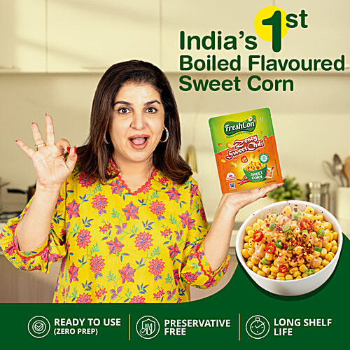 Freshcon Zesty Sweet Chili Steamed Sweet Corn Kernels With Tastemaker, 220 g Gluten Free