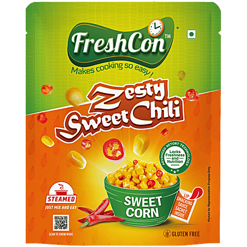 Freshcon Zesty Sweet Chili Steamed Sweet Corn Kernels With Tastemaker, 220 g Gluten Free
