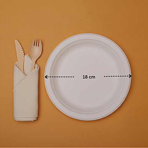 Classi Bio Disposable Plain Round Plates - 18 cm, 25 pcs  