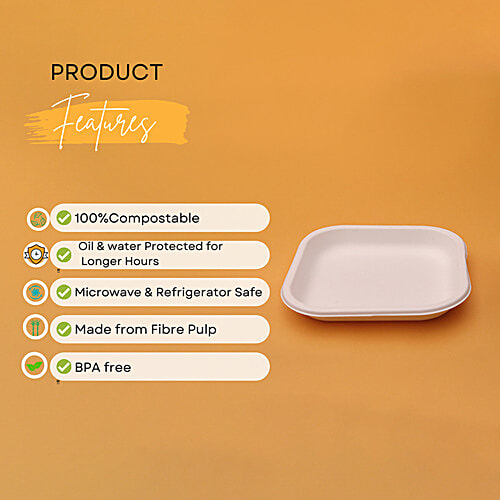 Classi Bio 7" Disposable SQ. QSR Plates, 25 pcs  