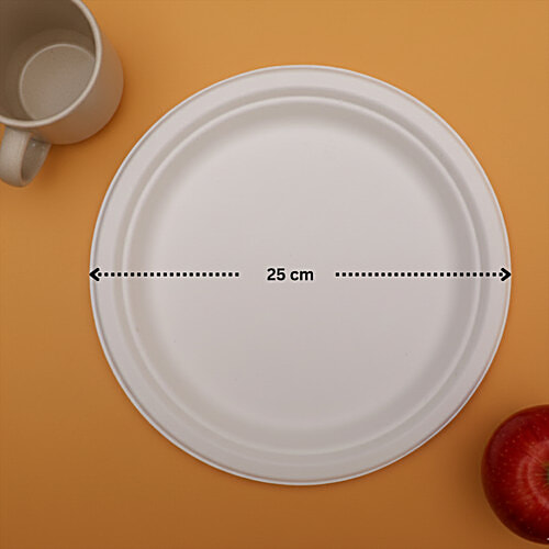 Classi Bio Plain Disposable Round Plates - 25 cm, 15 pcs  