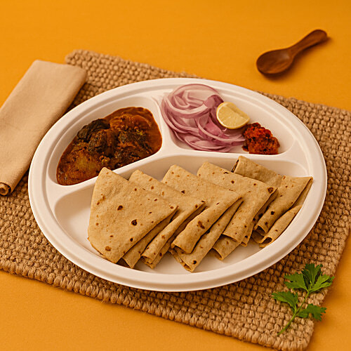 Classi Bio Disposable 3 Compartment Round Plates - 25.70 cm, 15 pcs  