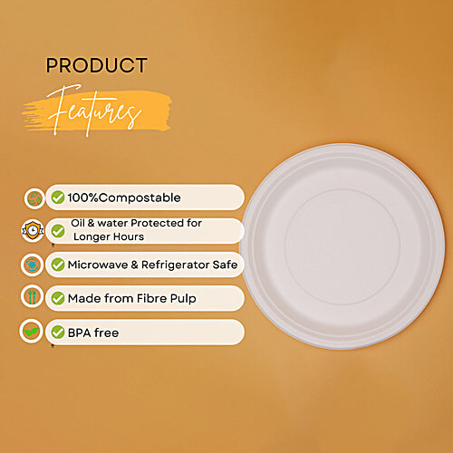 Classi Bio Plain Disposable Super Buffet Plates - 29.50 cm, 10 pcs  