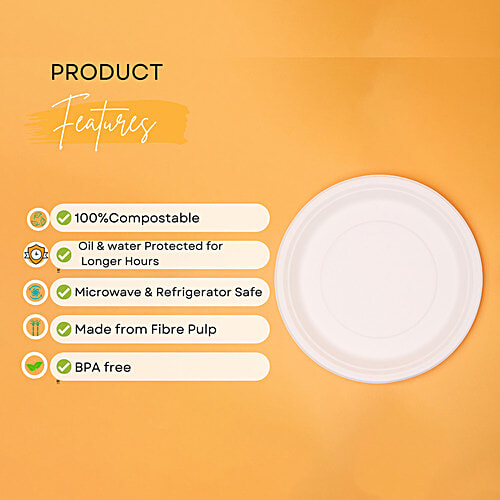 Classi Bio Plain Disposable Super Buffet Plates - 29.50 cm, 10 pcs  