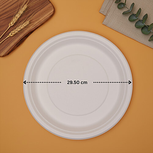 Classi Bio Plain Disposable Super Buffet Plates - 29.50 cm, 10 pcs  