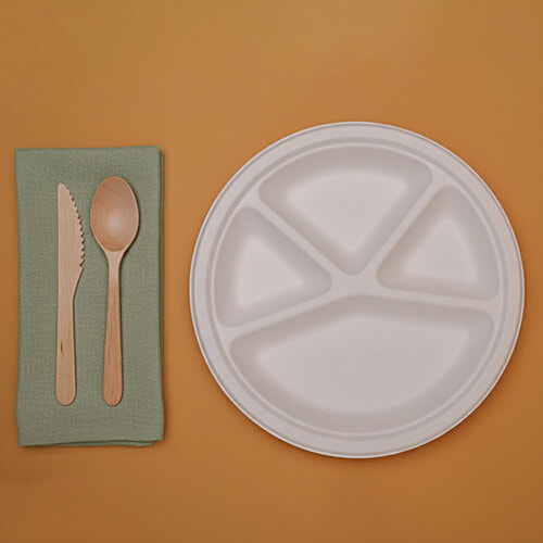 Classi Bio Disposable 4 Compartment Super Buffet Plates - 29.50 cm, 10 pcs  