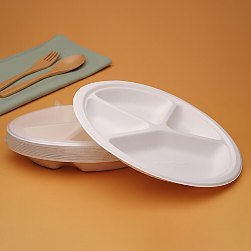 Classi Bio Disposable 4 Compartment Super Buffet Plates - 29.50 cm, 10 pcs  