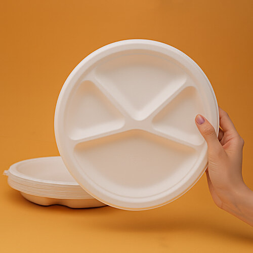 Classi Bio Disposable 4 Compartment Super Buffet Plates - 29.50 cm, 10 pcs  