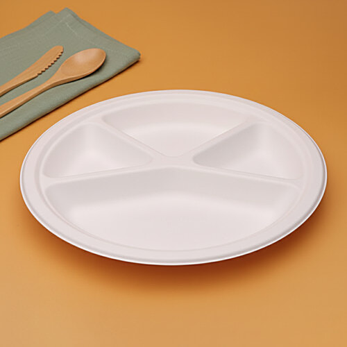 Classi Bio Disposable 4 Compartment Super Buffet Plates - 29.50 cm, 10 pcs  