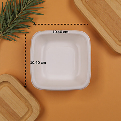 Classi Bio Disposable Square Dona Bowl- 10.40 x 10.40 cm, 150 ml (Pack of 25) 