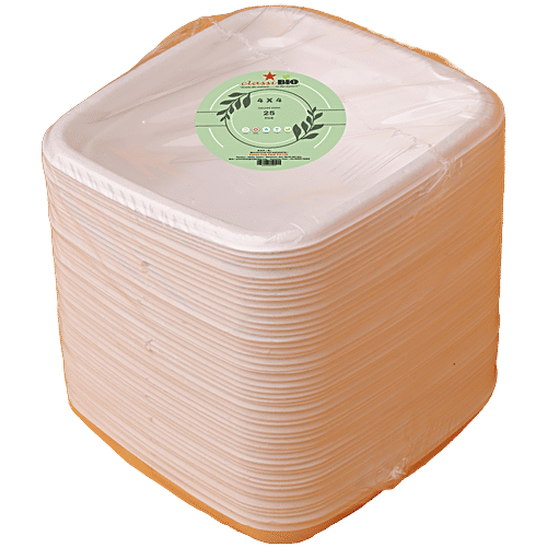 Classi Bio Disposable Square Dona Bowl- 10.40 x 10.40 cm, 150 ml (Pack of 25) 