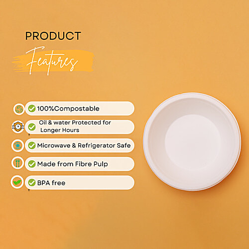 Classi Bio Disposable Round Bowls - Large, 360 ml (Pack of 25) 