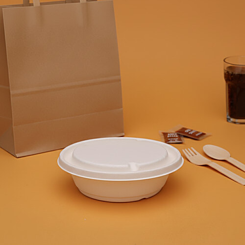 Classi Bio Round Takeaway Containers With Lid, 500 ml (Pack of 10) 