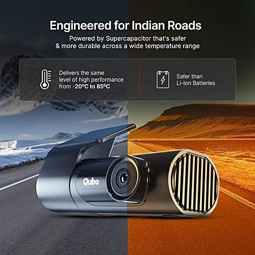 Qubo Car Dashcam Pro X - 3MP 1296P FHD+ Camera, Space Grey, 1 Unit  pc