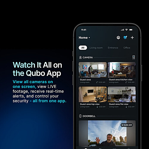 Qubo Smart 360° 3MP 2K Wi-Fi Security Camera - White, 1 Unit pc