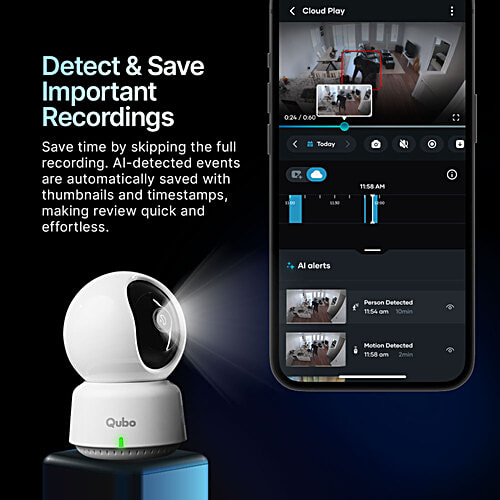 Qubo Smart 360° 3MP 2K Wi-Fi Security Camera - White, 1 Unit pc